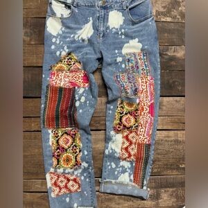 WORN ONCE Patchwork Blue Jeans